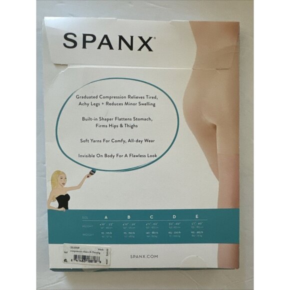 Spanx Size E Black Graduated Compression Sheers 8-15 mmHg 20205R New - Picture 3 of 4